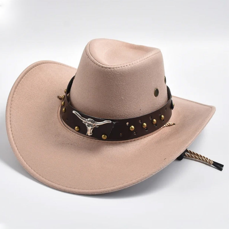 Artificial Suede Western Cowboy Hat Retro Large Edge Gentleman Jazz Outdoor Sunshade - Urban Caps