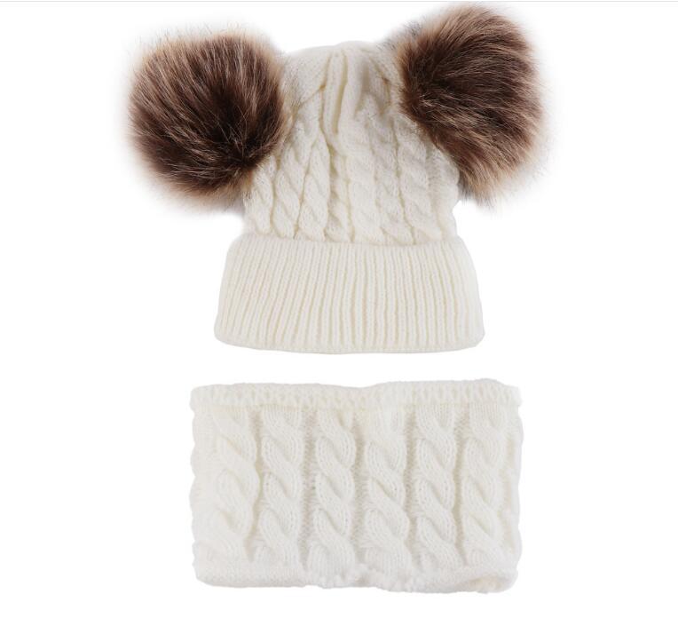 Baby Double Ball Woolen Hat Scarf Set - Urban Caps