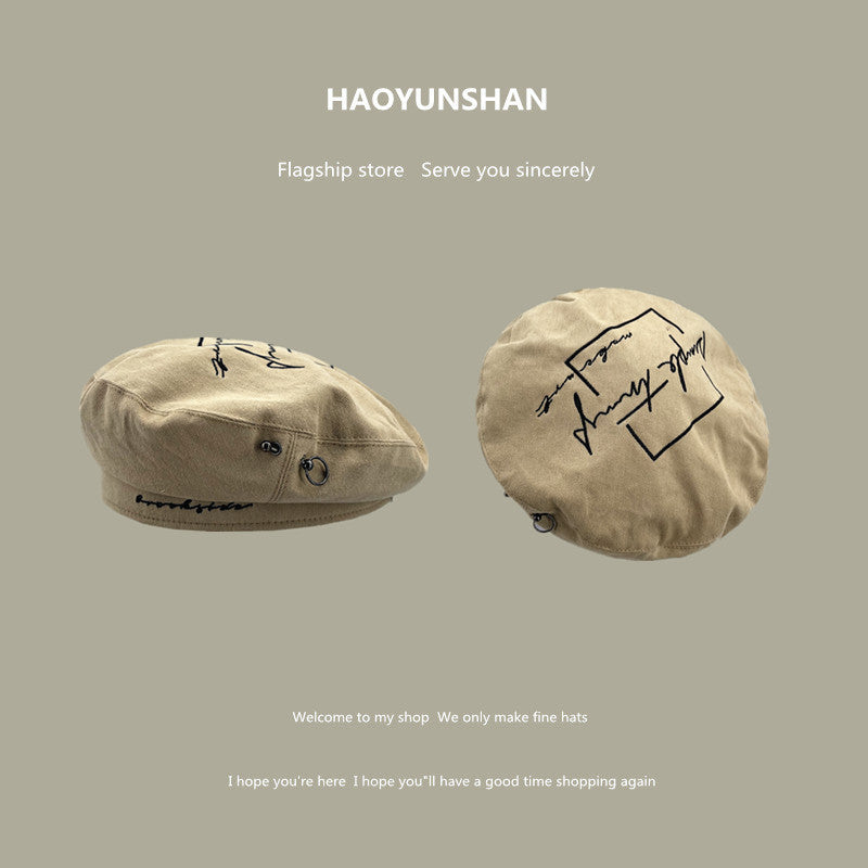 Personality Letter Embroidered Beret For Women - Urban Caps