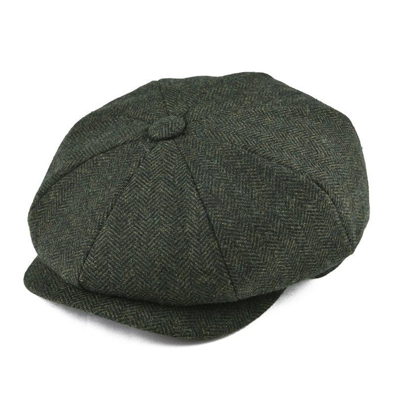 Vintage Wool Twill Newsboy Cap – Classic 8-Panel Style | Flexible Fit - Urban Caps