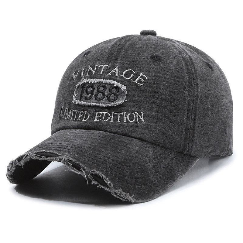 American Retro Soft Top Make Old Ripped Letter Embroidered Baseball Cap - Urban Caps