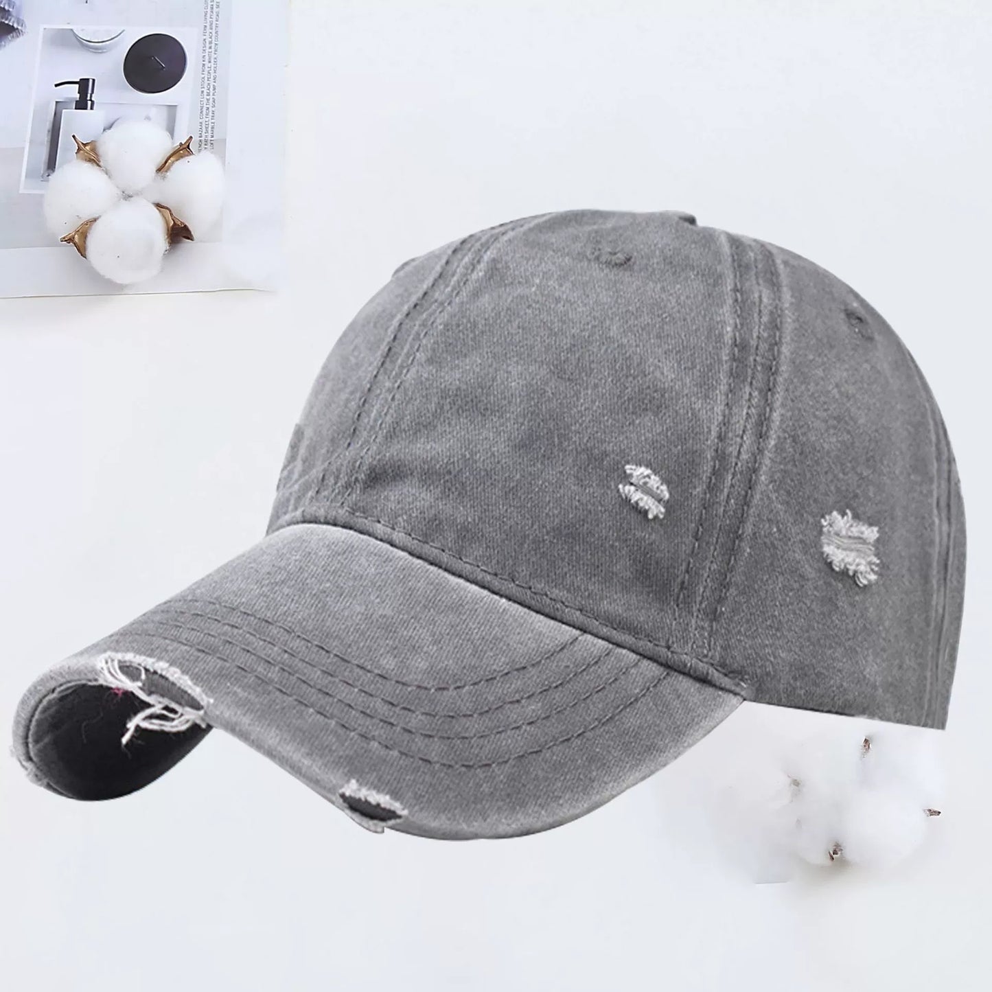 Outdoor Embroidered Printed Washed Hole Baseball Cap - Urban Caps