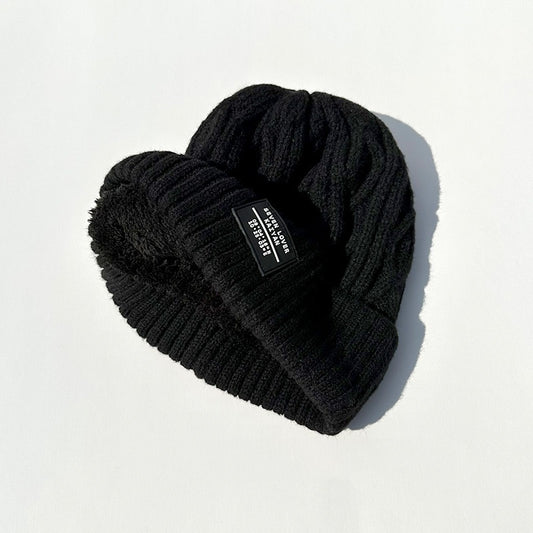 Woolen Cap Female Fleece Lined Padded Warm Keeping Knitted Hat - Urban Caps