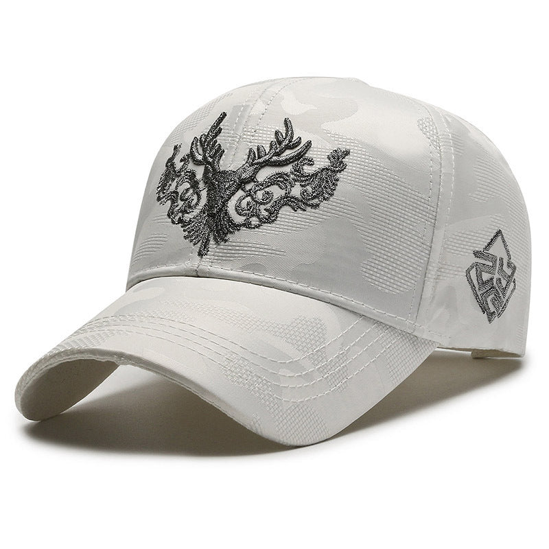 Deer Head Embroidery Men's Outdoor Couple Peaked Cap - Urban Caps
