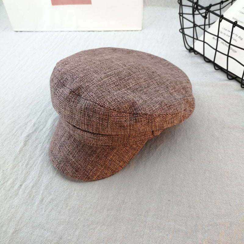 Retro Octagonal Beret – Cotton Linen Embroidered Cap | Adjustable M56–58cm - Urban Caps