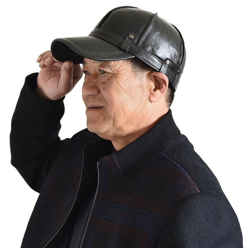Outdoor Ear Protection Dome Winter Thickened Men Leather Hat - Urban Caps