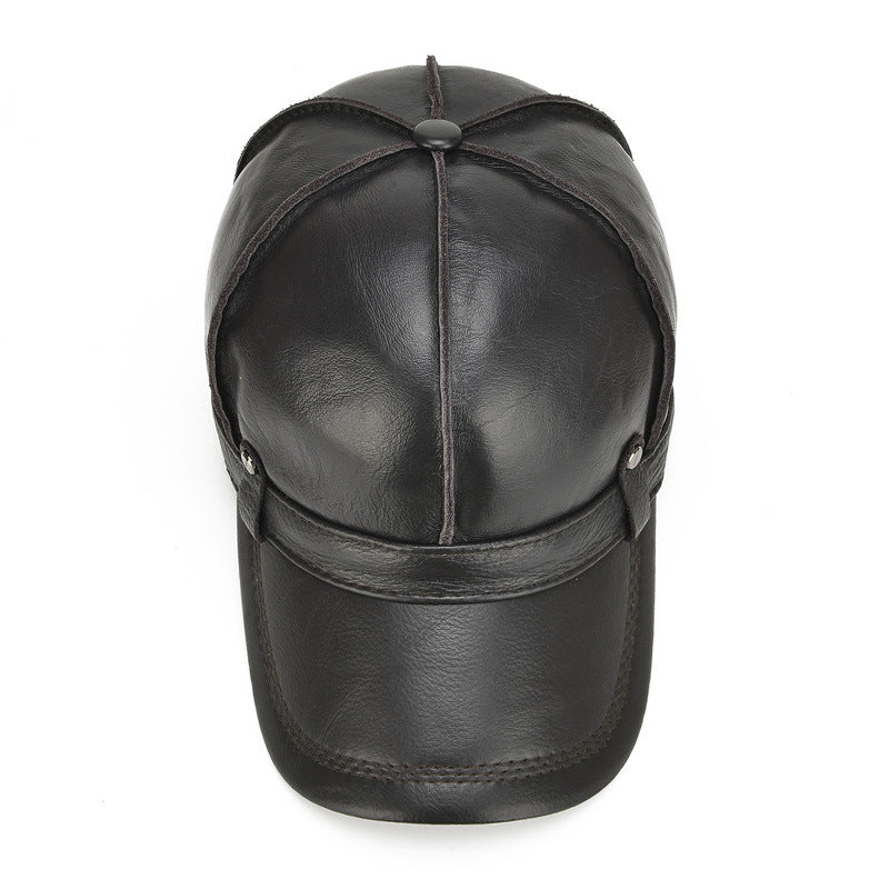 Outdoor Ear Protection Dome Winter Thickened Men Leather Hat - Urban Caps