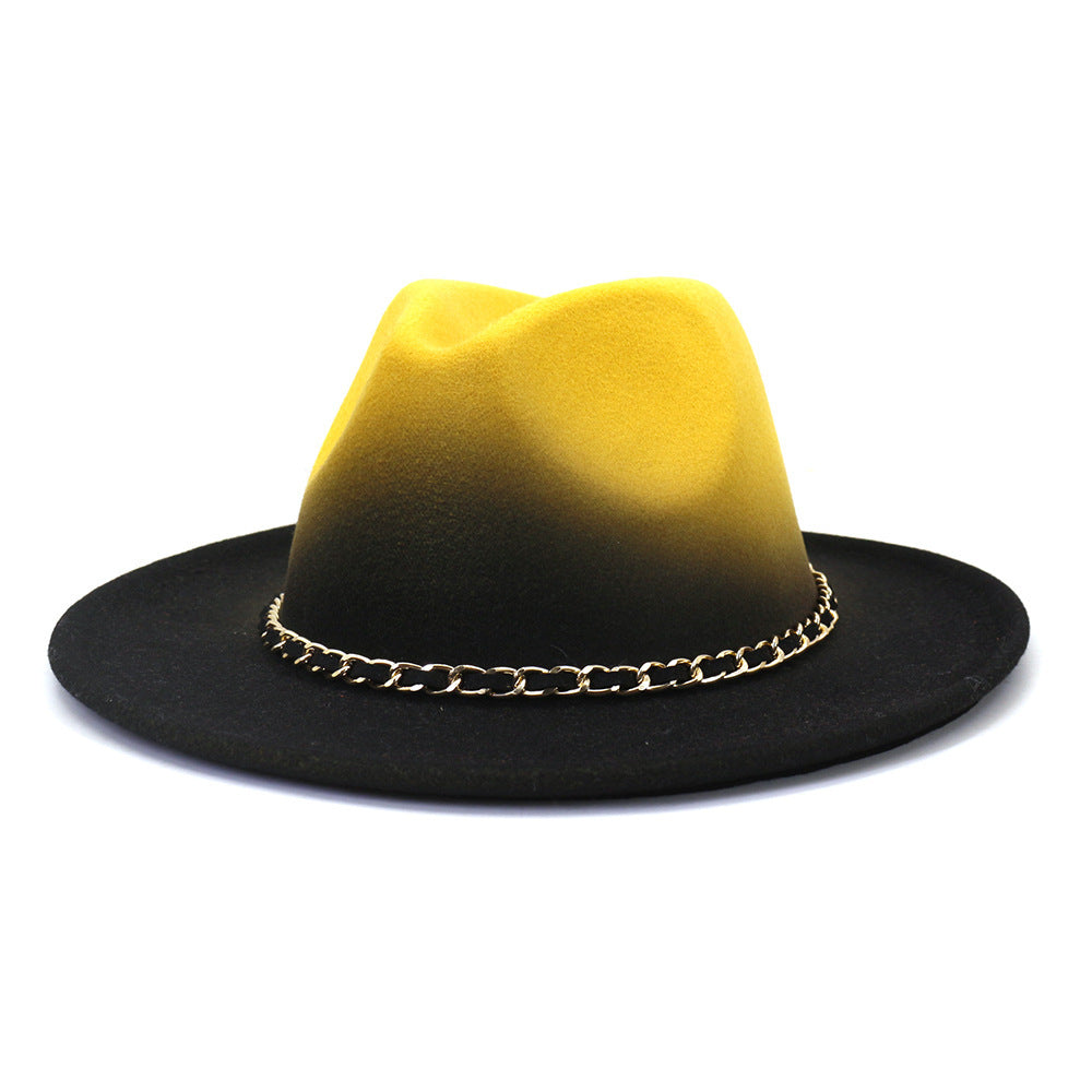 Painted Woolen Flat Brim Autumn And Winter British Style Fashion Fedora Hat - Urban Caps