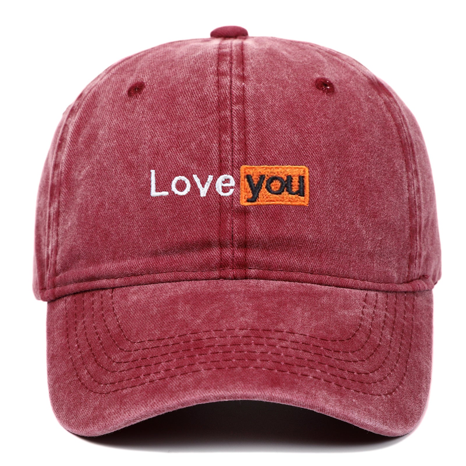 Love You Embroidered Hat Retro Distressed Soft Top - Urban Caps