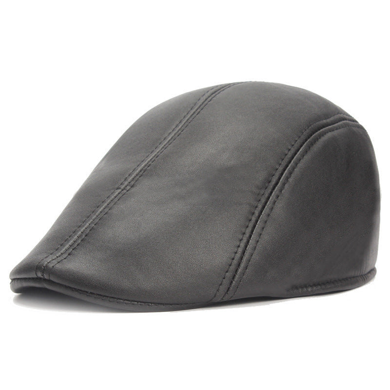 Vintage Pu Leather Solid Beret Cap - Urban Caps