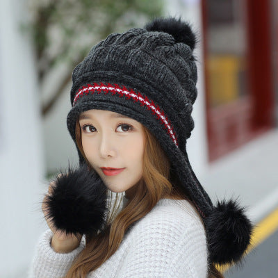 Cozy Fleece-Lined Knit Beanie with Ear Flaps & Pompom – Winter Hat for Women (Warm, Stylish, Multiple Colors)