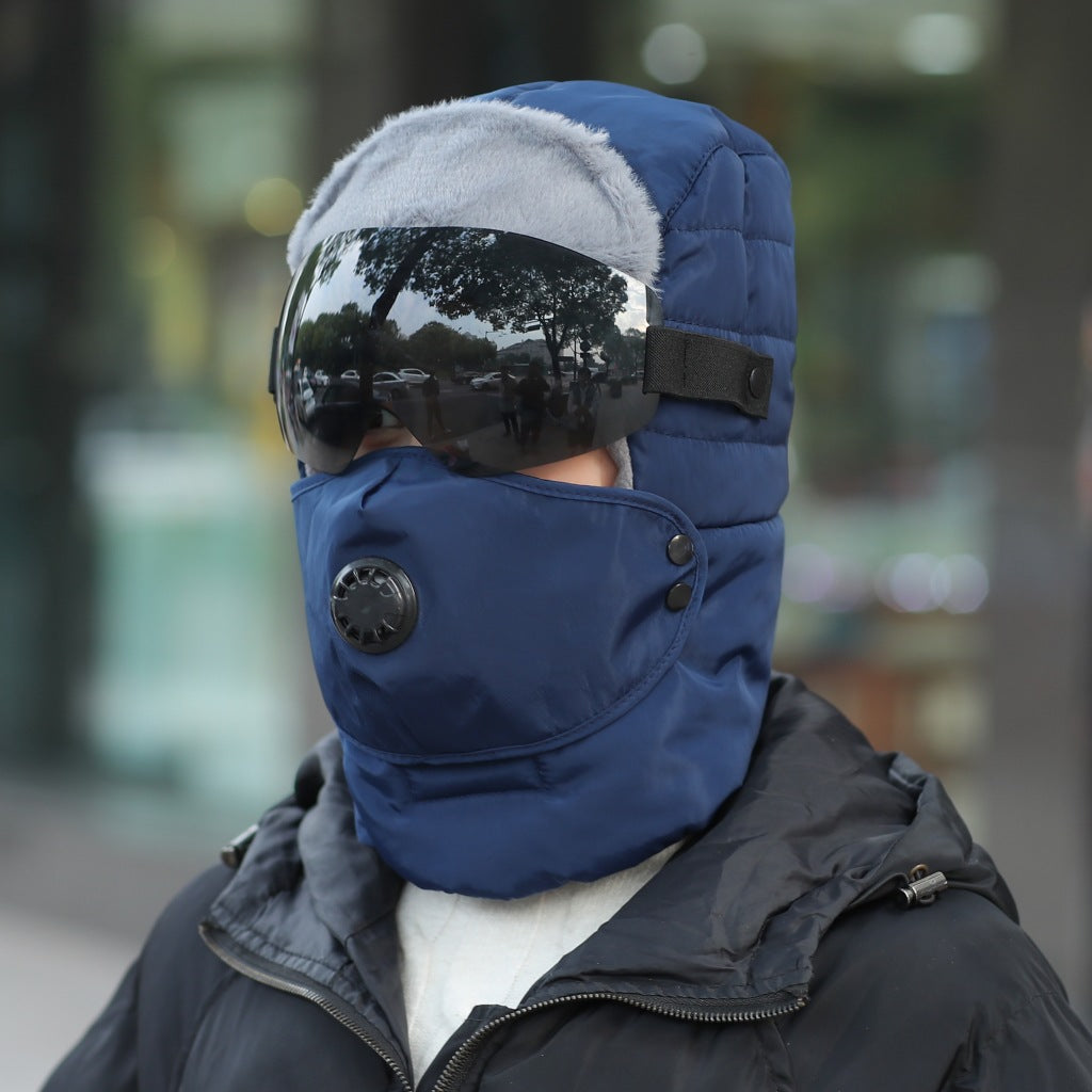 Thick and Warm Lei Feng Hat with Glasses: Cold Weather Protection - Urban Caps