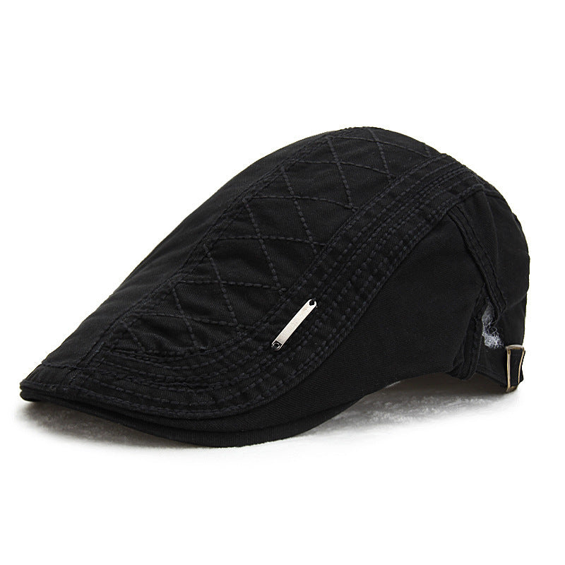 Solid color grid cap retro sun shade beret - Urban Caps
