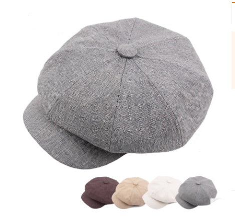 Autumn And Winter Cotton Hat Man Octagonal Korean Monochrome Outdoor Sunshade Beret Lady Painter - Urban Caps
