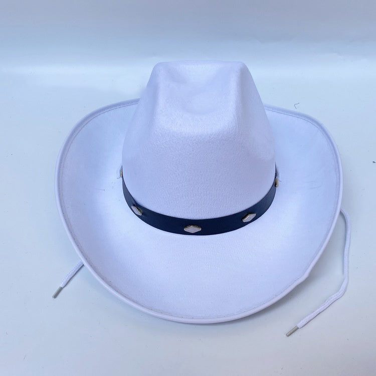 Western Five Nail Cowboy Hat One-time Forming Big Edge Children's Polyester Felt Hat - Urban Caps