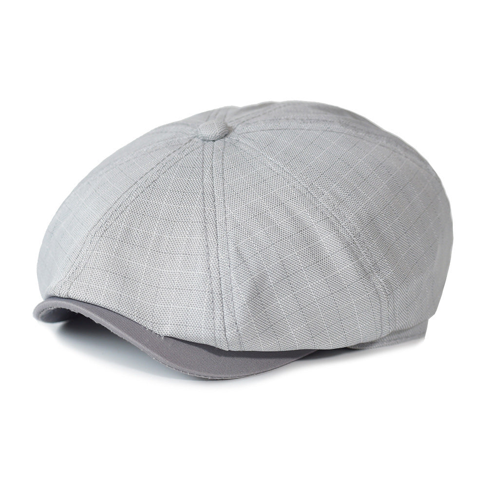 Lattice Octagonal Hat Thin Spring And Summer European And American Striped Newsboy Hat British Fashion Beret Painter Forward Cap - Urban Caps