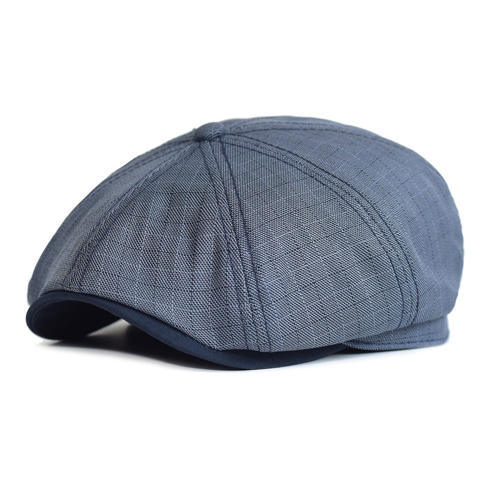 Lattice Octagonal Hat Thin Spring And Summer European And American Striped Newsboy Hat British Fashion Beret Painter Forward Cap - Urban Caps
