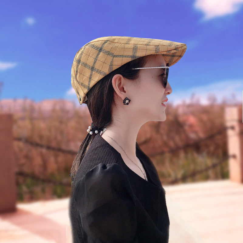 Peaked Cap Forward Cap Plaid Baseball Cap Visor Beret Sun Hat - Urban Caps