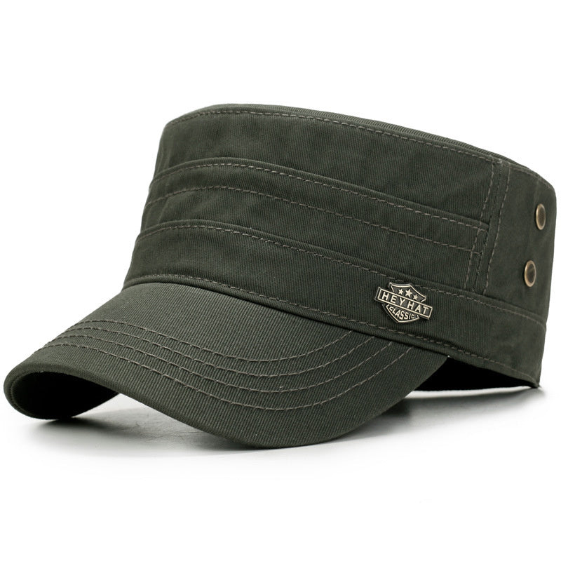 Military-Style Flat Top Hat – Cotton Sun Cap | Adjustable Fit - Urban Caps