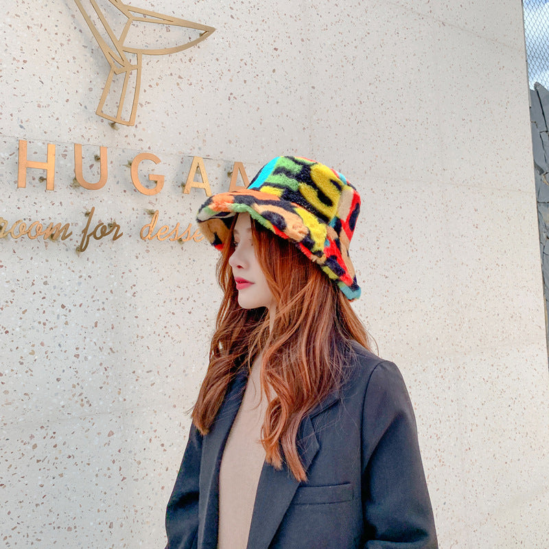 New Digital Print Rabbit Fur Fisherman Hat For Autumn And Winter - Urban Caps