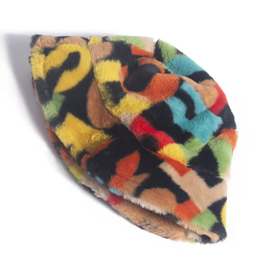 New Digital Print Rabbit Fur Fisherman Hat For Autumn And Winter - Urban Caps