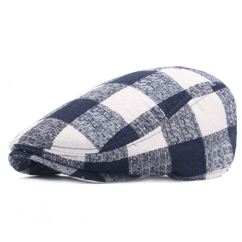 Plaid Cotton Beret Hat – Stylish Bell-Shaped Cap for Women - Urban Caps