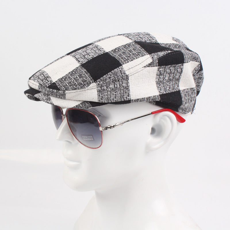 Plaid Cotton Beret Hat – Stylish Bell-Shaped Cap for Women - Urban Caps