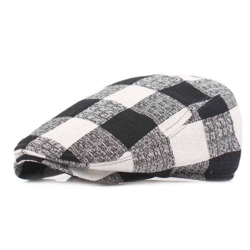 Plaid Cotton Beret Hat – Stylish Bell-Shaped Cap for Women - Urban Caps