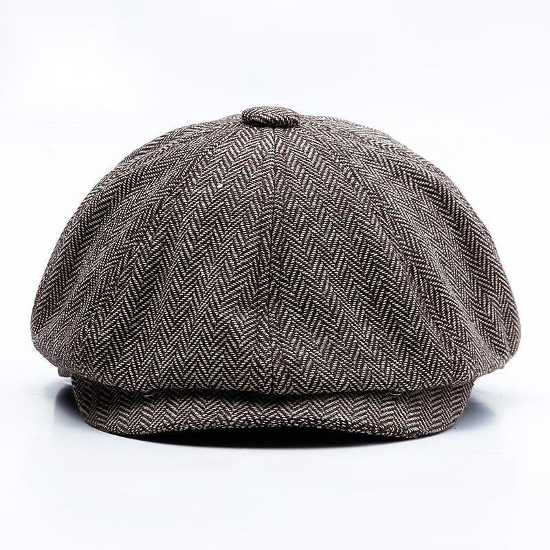 European And American Beret Women'S Autumn And Winter New Style British Retro Hat Men'S Literary Fashion Octagonal Hat Herringbone Twill - Urban Caps
