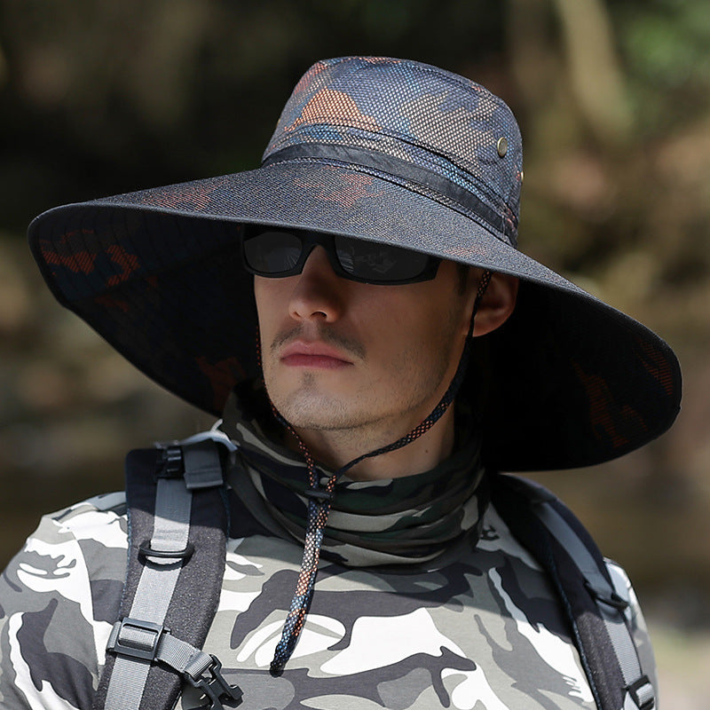 K51 Men's Summer Hat Outdoor Sun Screen Camouflage Hiking Hats Cycling Fishing Cap Big Brim Fisherman hat UV Protection - Urban Caps