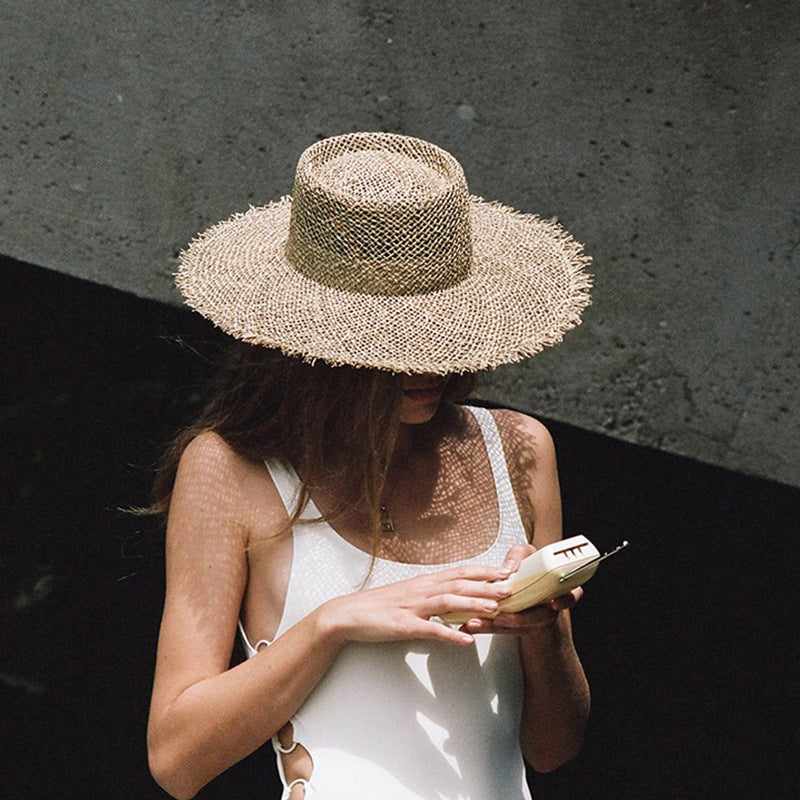 Women's Breathable Green Straw Beach Sun Hat - Urban Caps