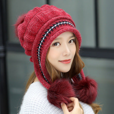 Cozy Fleece-Lined Knit Beanie with Ear Flaps & Pompom – Winter Hat for Women (Warm, Stylish, Multiple Colors)