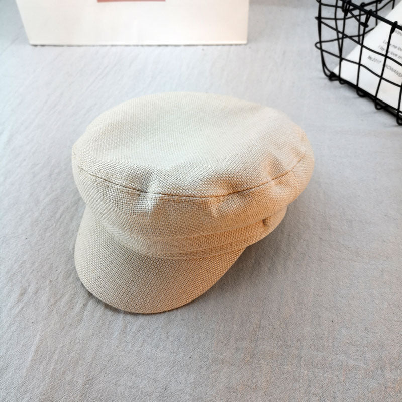 Retro Octagonal Beret – Cotton Linen Embroidered Cap | Adjustable M56–58cm - Urban Caps