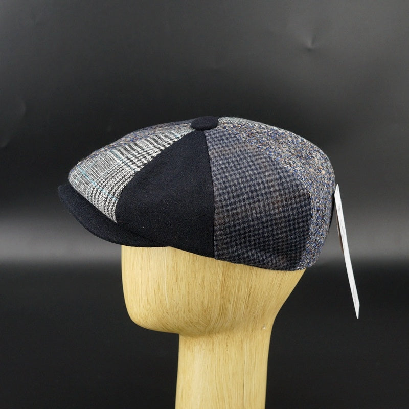 Retro Wool Blend Newsboy Cap – Octagonal Quilted Painter Hat for Women & Men