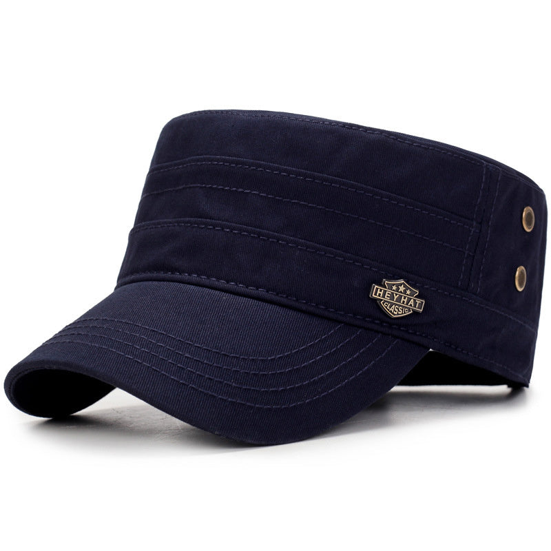 Military-Style Flat Top Hat – Cotton Sun Cap | Adjustable Fit - Urban Caps