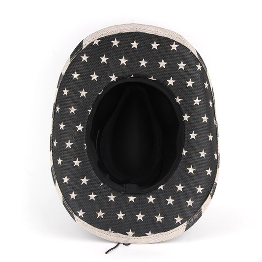 European And American Western Cowboy Style Jazz Hat With Double-layer Printed Straw Hat - Urban Caps
