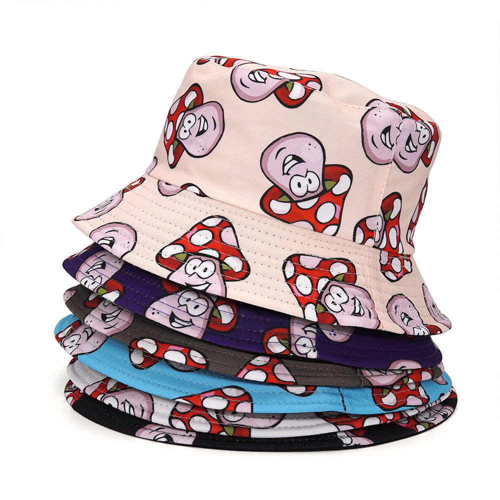 Bucket Cartoon Mushroom Double-sided Wear Bucket Hat - Urban Caps
