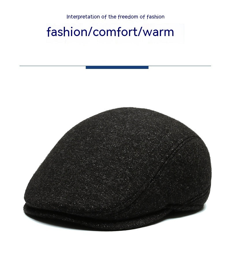 Outdoor Cycling Warm Short Brim Beret Middle-aged And Elderly Men Ear Protection Advance Hats - Urban Caps