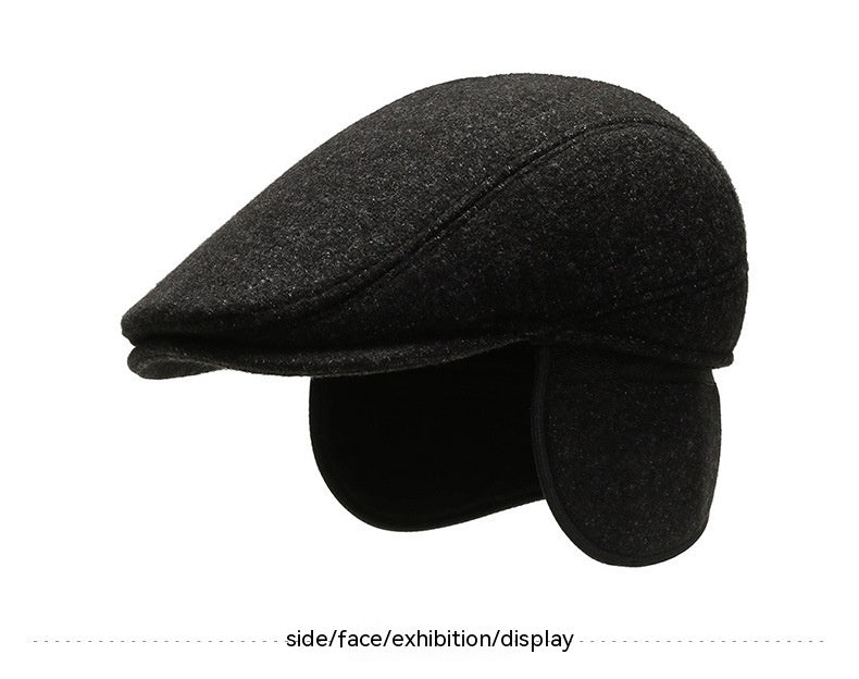 Outdoor Cycling Warm Short Brim Beret Middle-aged And Elderly Men Ear Protection Advance Hats - Urban Caps