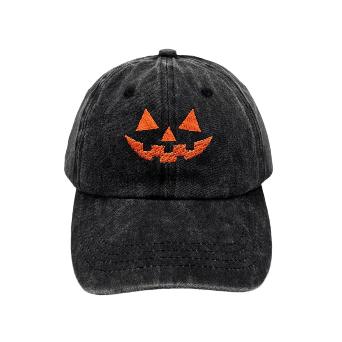 Washed Cotton Men'S and Women'S Casual Halloween Embroidery Pumpkin Smiley Baseball Cap