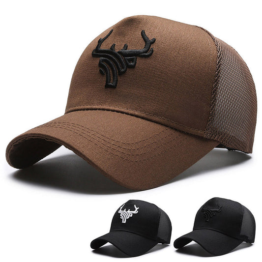 Deer Head Rear Mesh Tall Crown Baseball Cap Men's Summer Breathable - Urban Caps