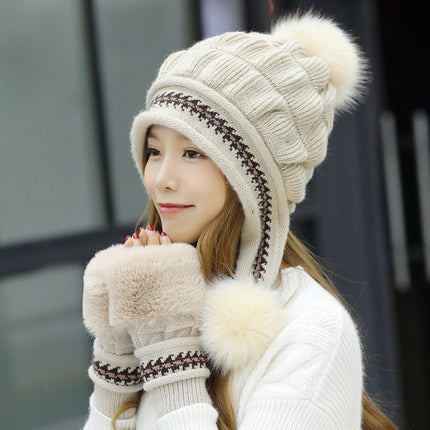 Cozy Fleece-Lined Knit Beanie with Ear Flaps & Pompom – Winter Hat for Women (Warm, Stylish, Multiple Colors)