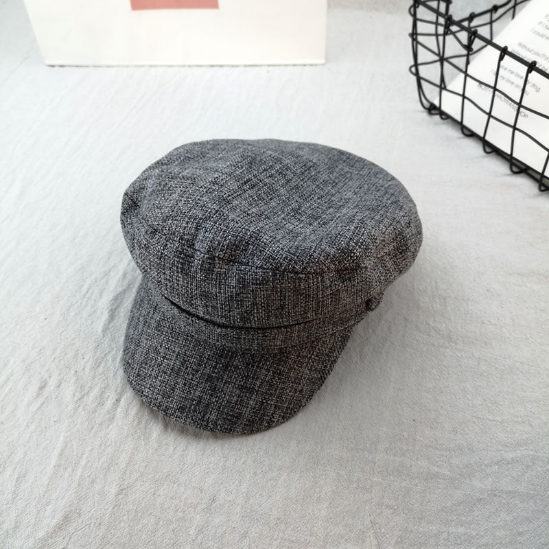 Retro Octagonal Beret – Cotton Linen Embroidered Cap | Adjustable M56–58cm - Urban Caps
