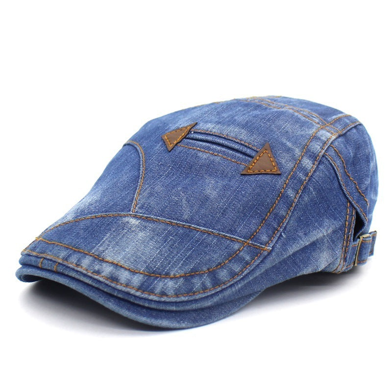 Washed Denim Peaked Beret – Cotton Vintage Cap | Adjustable Fit - Urban Caps