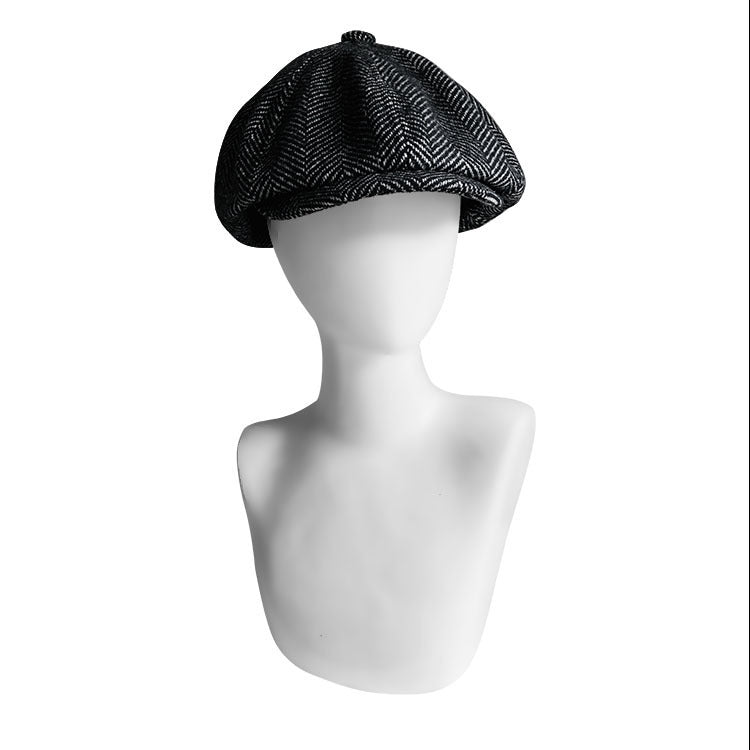 Duffle Octagonal Herringbone Wool Woolen Beret - Urban Caps