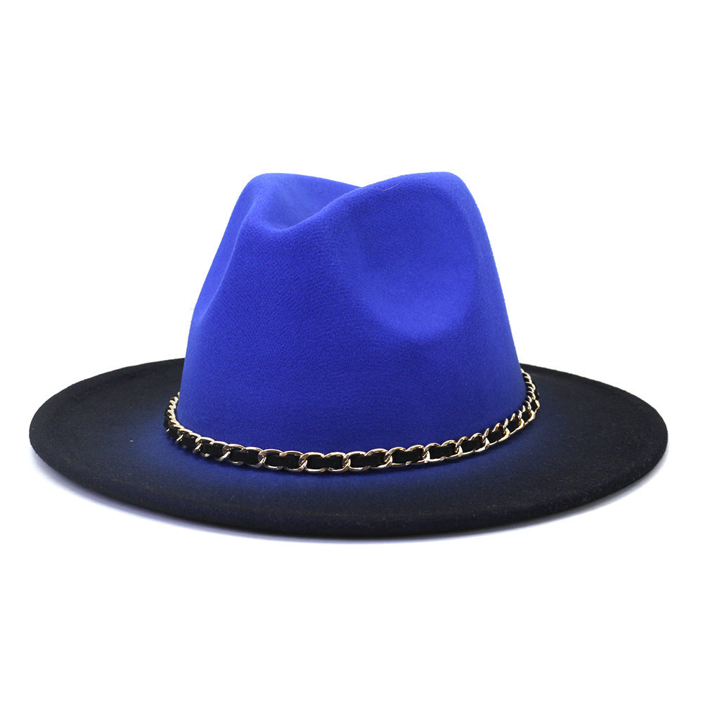 Painted Woolen Flat Brim Autumn And Winter British Style Fashion Fedora Hat - Urban Caps