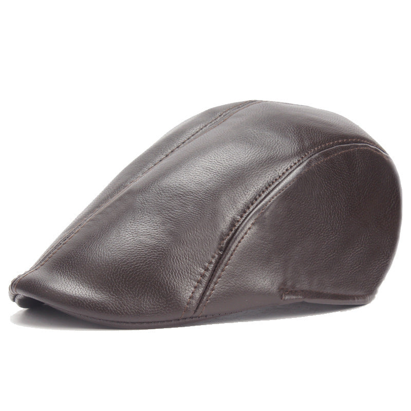 Vintage Pu Leather Solid Beret Cap - Urban Caps