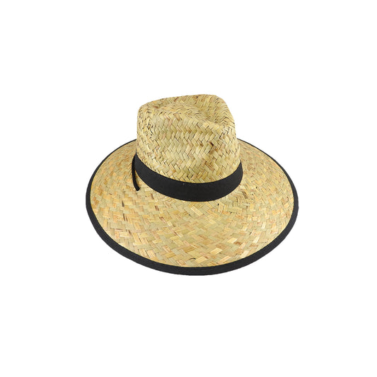 Houston Plantation Straw Hat – Wide Brim with Cotton Greenunder, Chin Tie & Toggle, UPF 50+