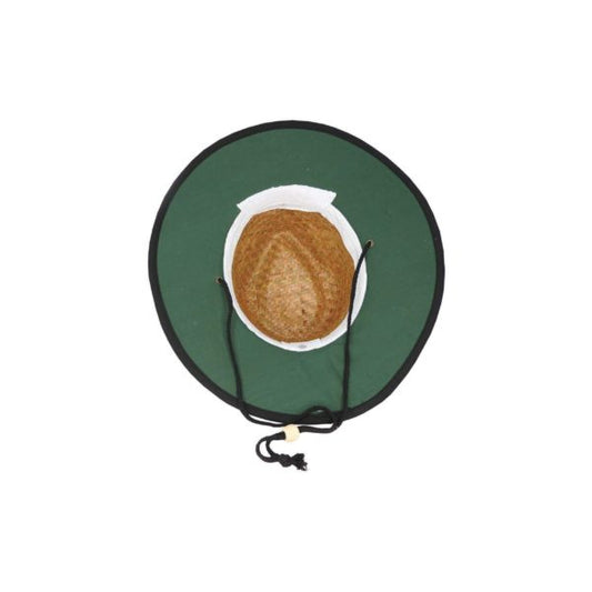 Houston Plantation Straw Hat – Wide Brim with Cotton Greenunder, Chin Tie & Toggle, UPF 50+