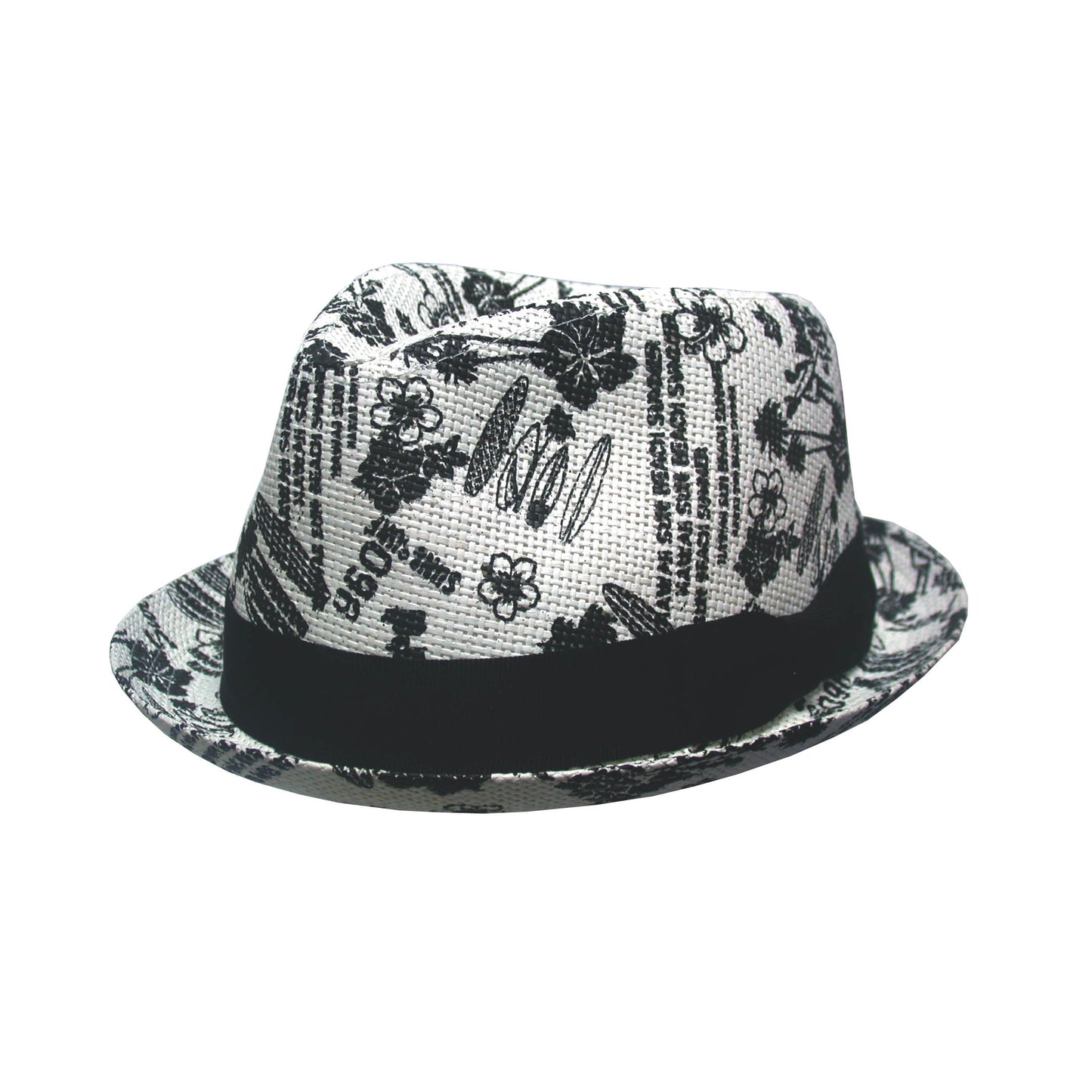 Printed Paper Trilby Hat with Petersham Band